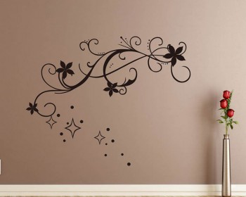 Star Floral Vine Vinyl Art Decals Modern Wall Art